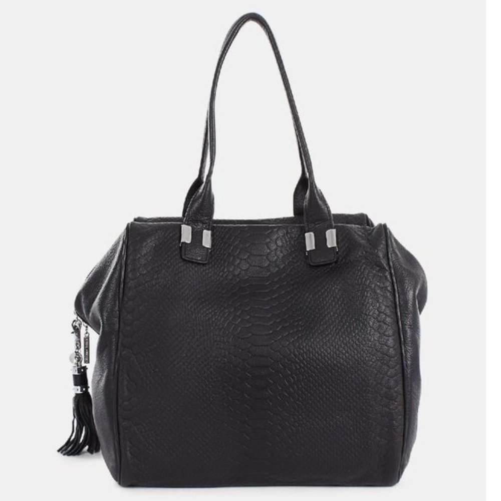 Celine Dion Elegy Snake Embossed  Large Leather Satchel